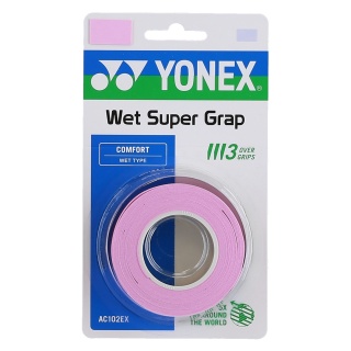 Yonex Overgrip Wet Super Grap 0.6mm (Komfort/gładki/lekko przyczepny) różowy 3 szt.